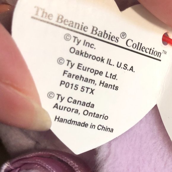 96' VINTAGE TY FLOPPITY BEANIE BABIES B'DAY 5/28/96 SET OF 2 BUNNIES LAVENDER - Picture 6 of 17